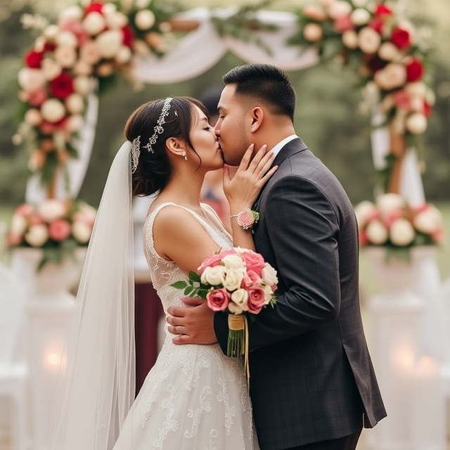 Create a warm kissing video for the wedding ceremony