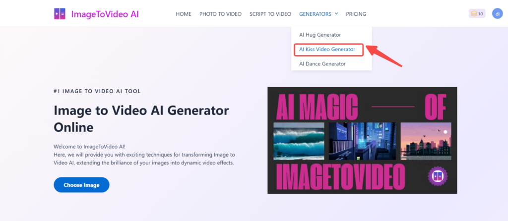 ImageToVideo's AI Kiss Generator